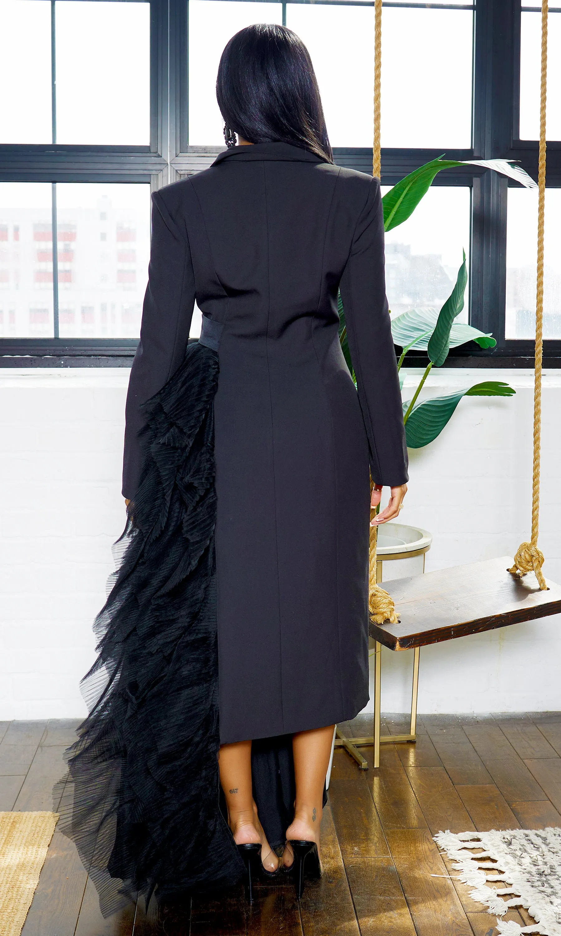About It | Ruffle Detail Blazer Dress - Black PREORDER Ships Mid Feb
