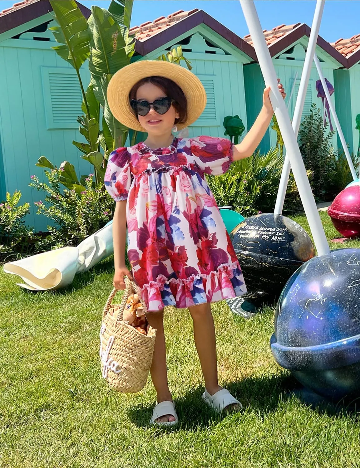 AGQT Toddler Girls Ruffle Dress Sleeveless Flower Girls Swiss Dots Flowy Pleated Party Dress Easter Dresses Size 1-6T