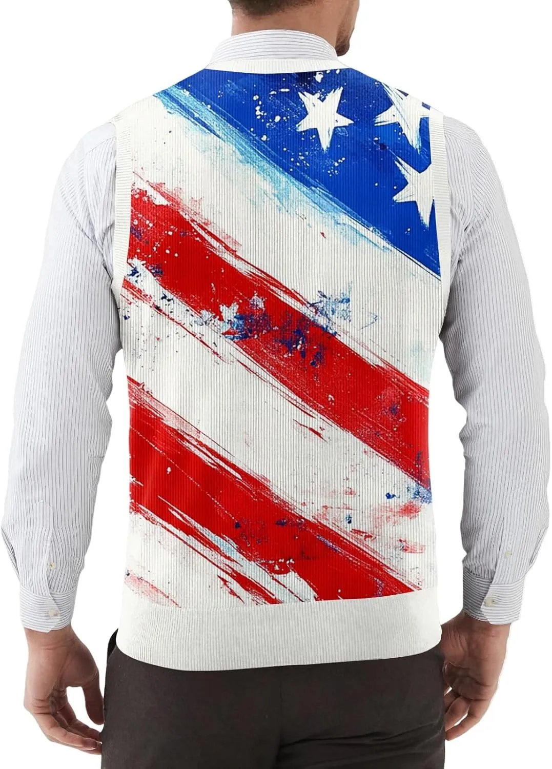 American Flag Shirts for Men Relaxed Fit & Casual Flag Graphic Sleeveless Knitted Pullover 2025