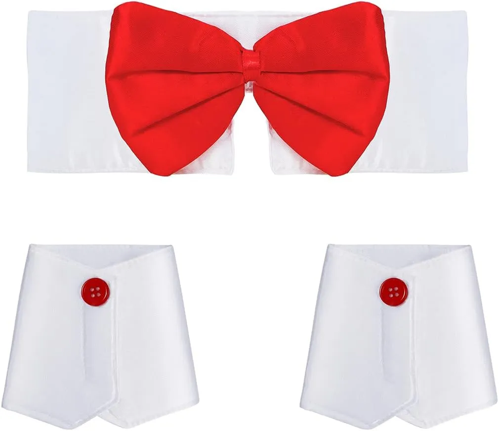 American Trends Womens Bunny Costume Set - Rabbit Ear Headband Collar Bow Tie Cuffs Rabbit Tail Easter Halloween Party