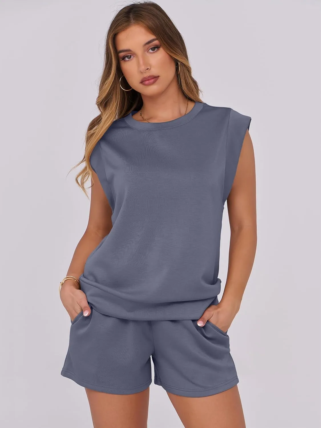 ANRABESS Two Piece Sets for Women 2025 Summer Short Lounge Set Casual Beach Vacation Outfits Spring Sweatsuits Tracksuit