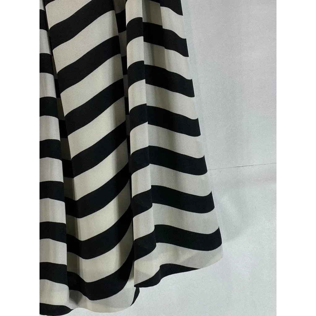BANANA REPUBLIC Women's Petite White/Black Striped Pleated Mini Skirt SZ 0/P