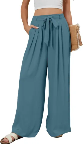 BMJL Womens Flowy Palazzo Pants High Waisted Wide Leg Trousers Summer Beach Vacation Outfit 2025