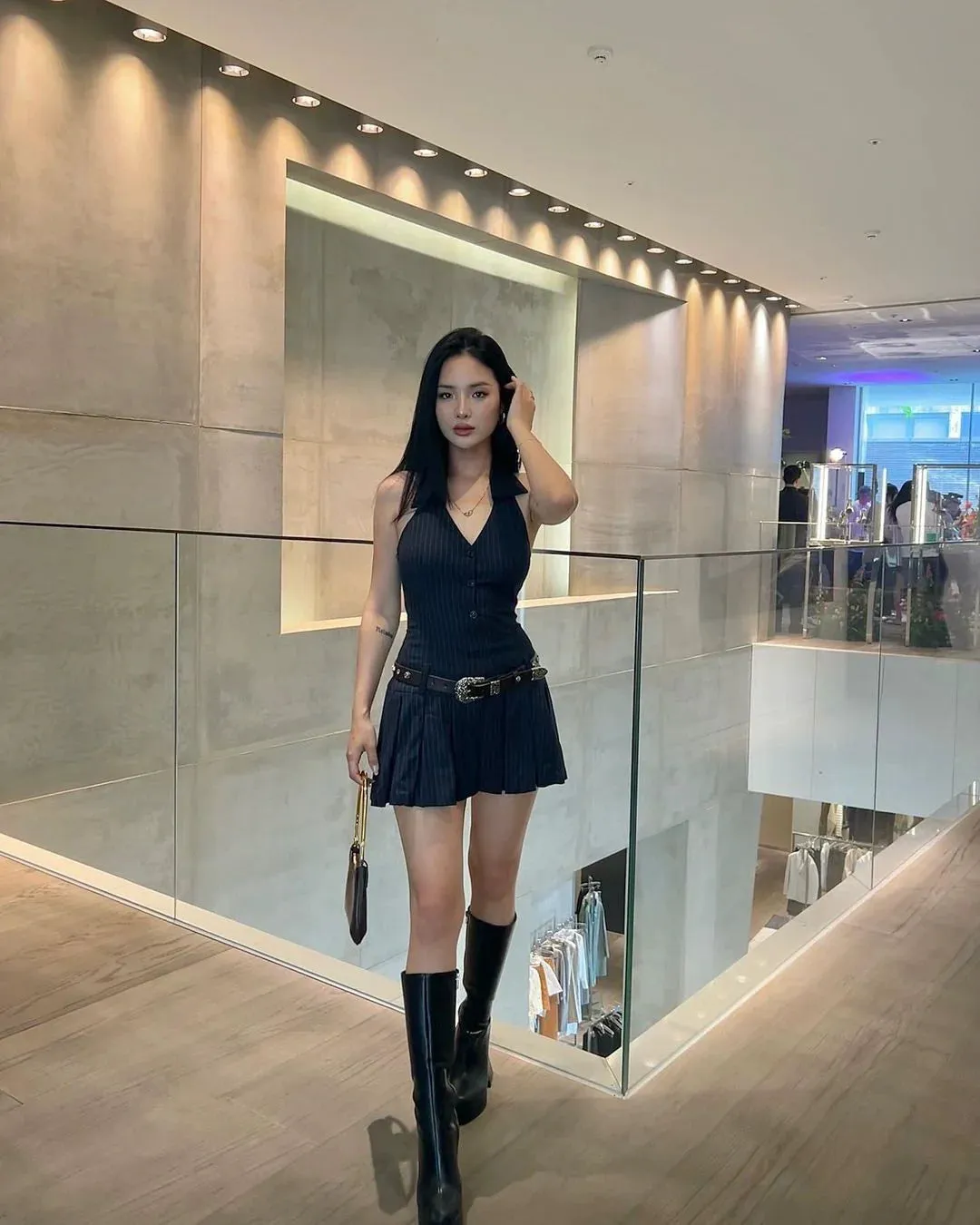 Bonnyshow Sham Pleated Mini Dress