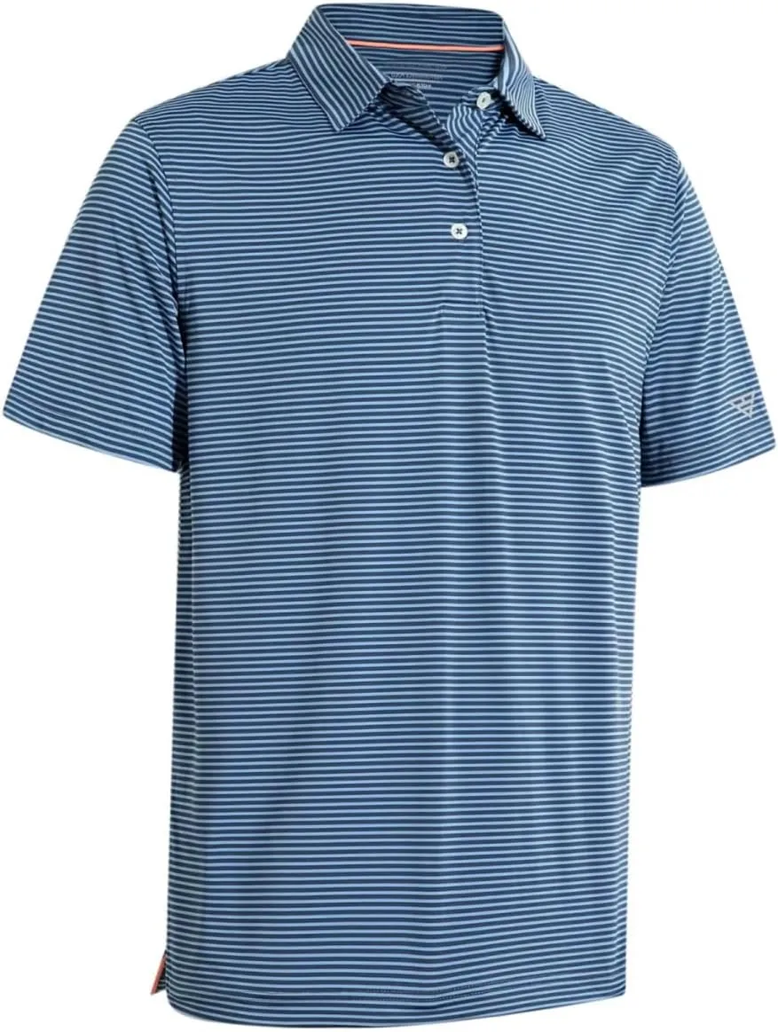 Boys Polo Shirts Short Sleeve Striped Performance Moisture Wicking Dry Fit Golf Shirts for Boys Youth Kids
