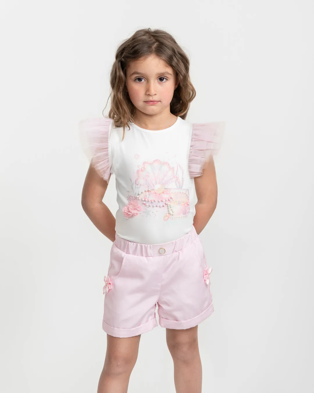 Caramelo Kids Girls Pink English Summer Shorts Set