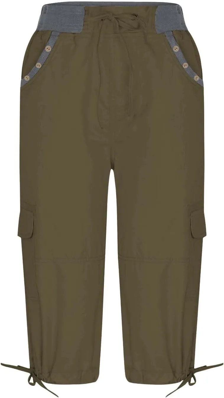 Cargo Pants for Women 2025 Lightweight Summer Petite High Waist Casual Shorts with Pockets Linen Hiking Capris