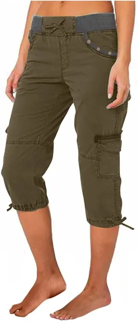 Cargo Pants for Women 2025 Lightweight Summer Petite High Waist Casual Shorts with Pockets Linen Hiking Capris