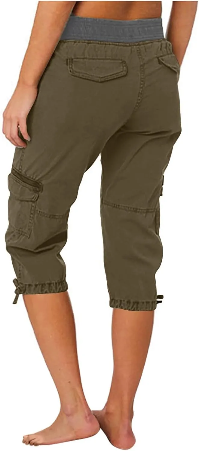 Cargo Pants for Women 2025 Lightweight Summer Petite High Waist Casual Shorts with Pockets Linen Hiking Capris