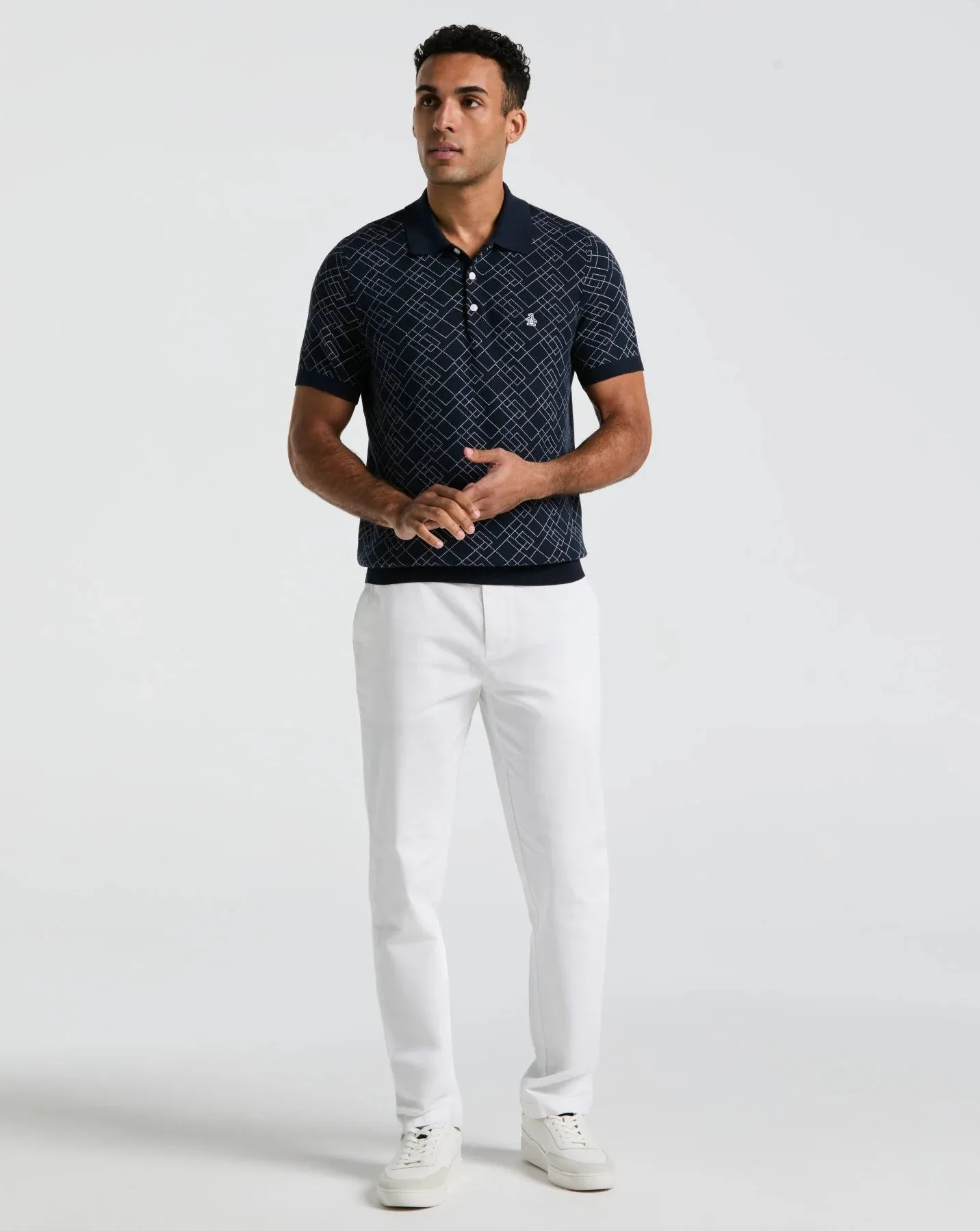 Casa Moda Short Sleeve Polo Shirt 108 - Navy/Orange