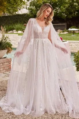 CINDERELLA DIVINE CD852W A-Line Long Sleeves  Bridal Gown