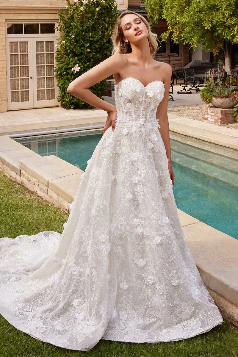 CINDERELLA DIVINE CD860W A-Line Strapless Wedding Gown