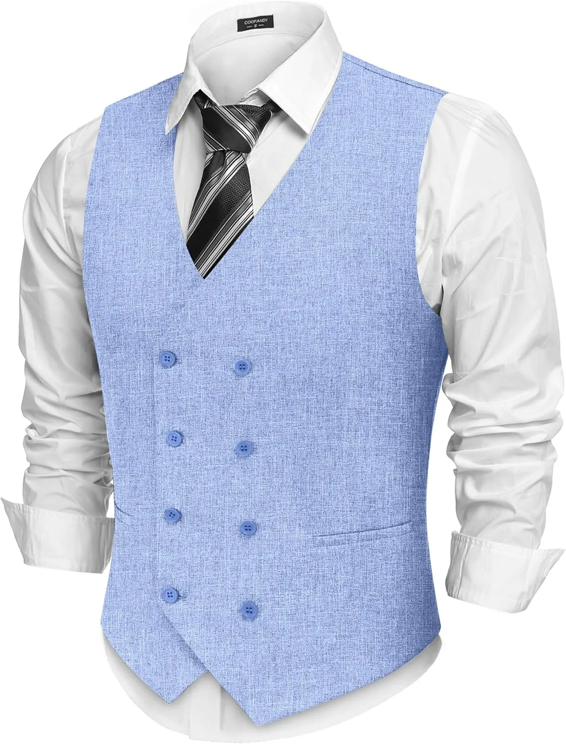 COOFANDY Men's Double Breasted Suit Vest Lightweight Waistcoat Slim Fit Dress Vest