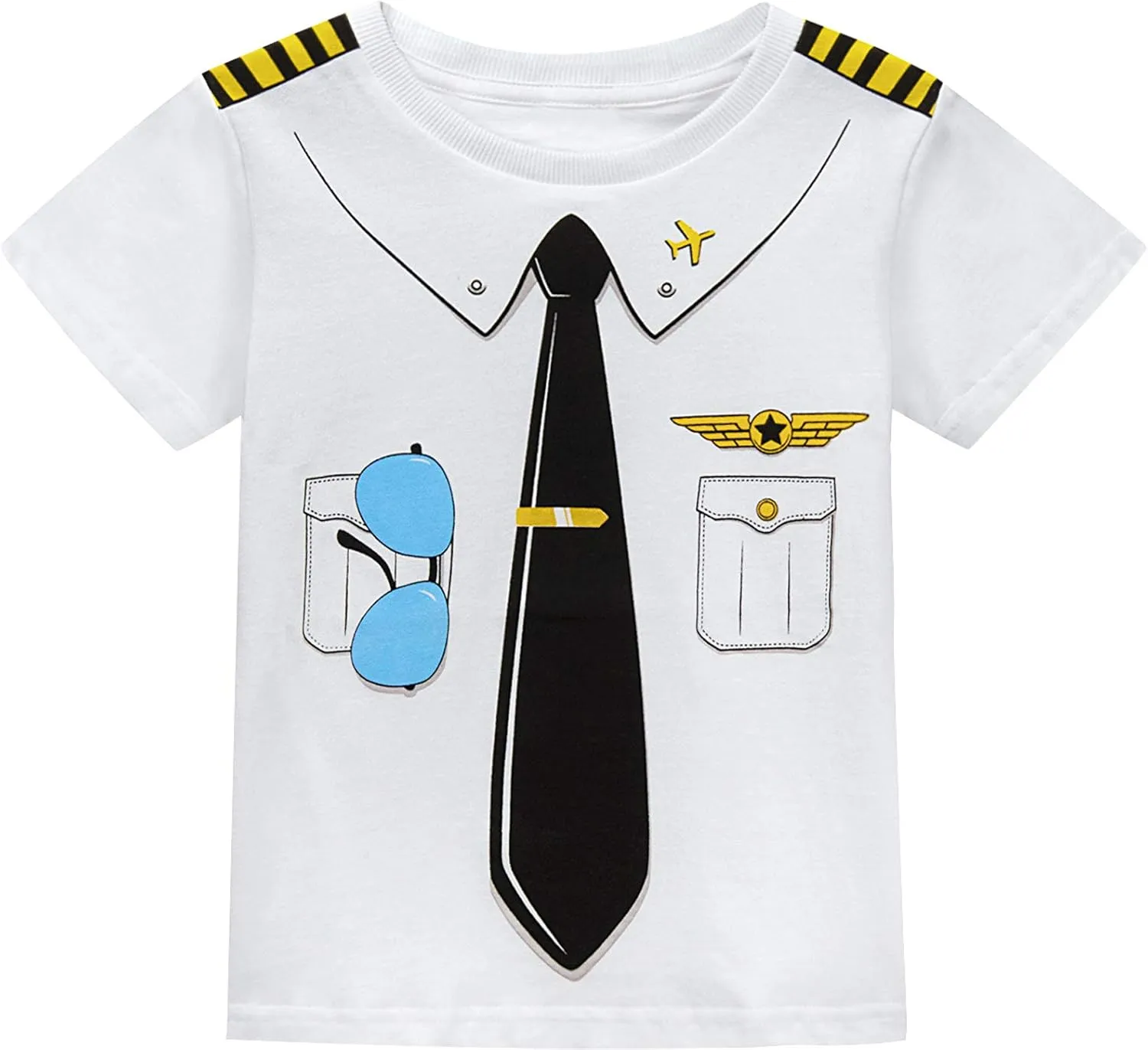 COSLAND Boys and Toddlers' Cotton Print Short Sleeve T-Shirt, Novelty Crew Neck Tee, 2T-Large