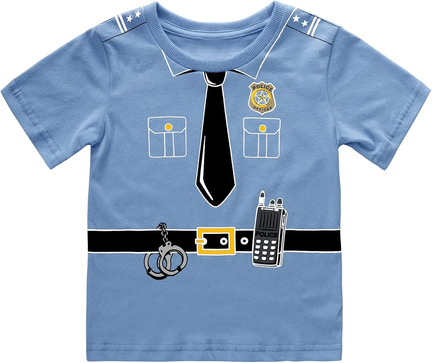 COSLAND Boys and Toddlers' Cotton Print Short Sleeve T-Shirt, Novelty Crew Neck Tee, 2T-Large
