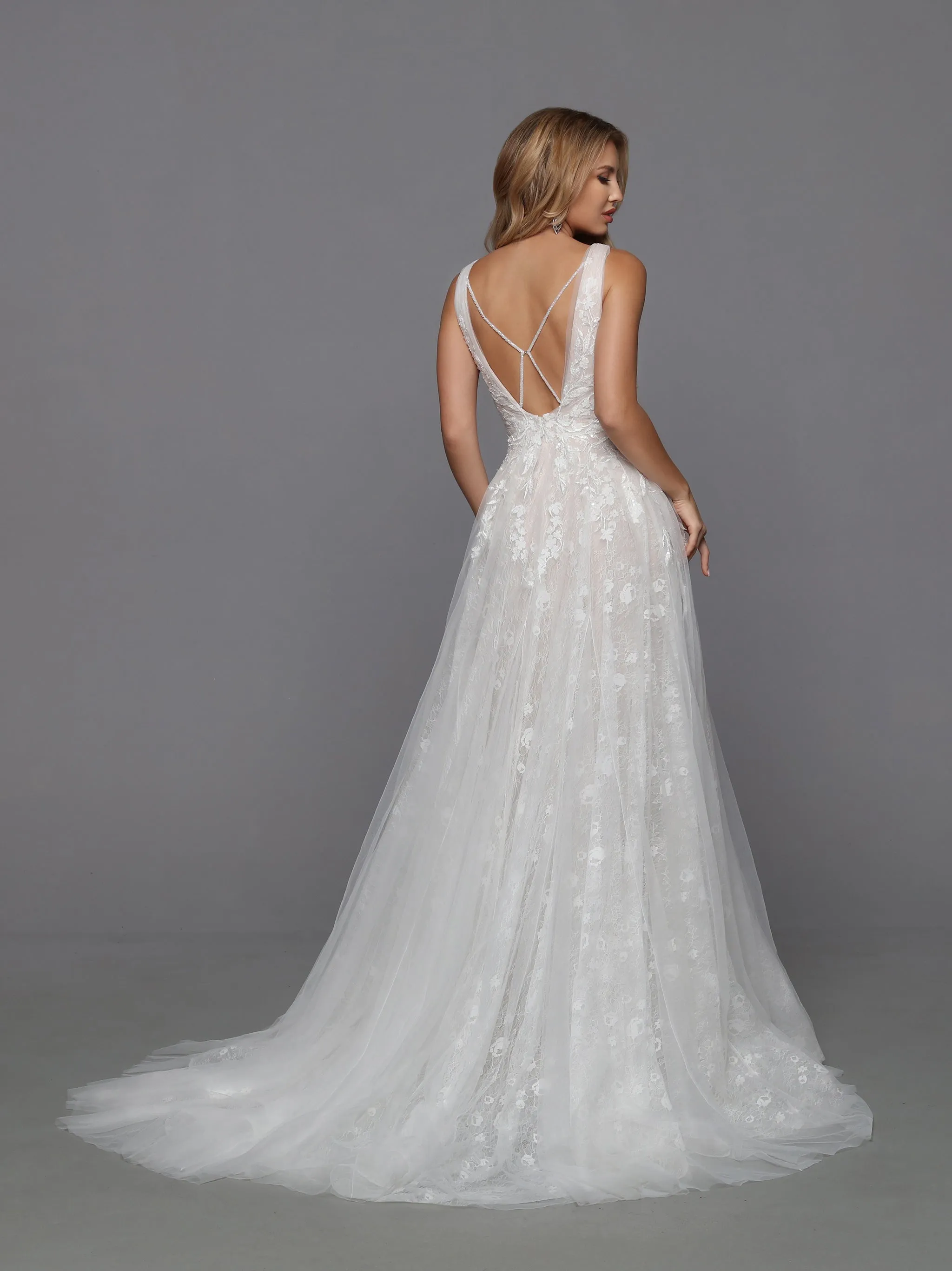 Davinci Bridal 50760 Size 16 Ivory/Nude Beaded Sequin Lace A Line Wedding Dress V Neck Bridal Gown