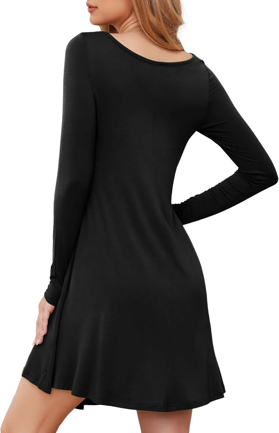 DEARCASE Women's T Shirt Dress Long Sleeve V-Neck Floral Print Casual Loose Flowy Swing Dresses