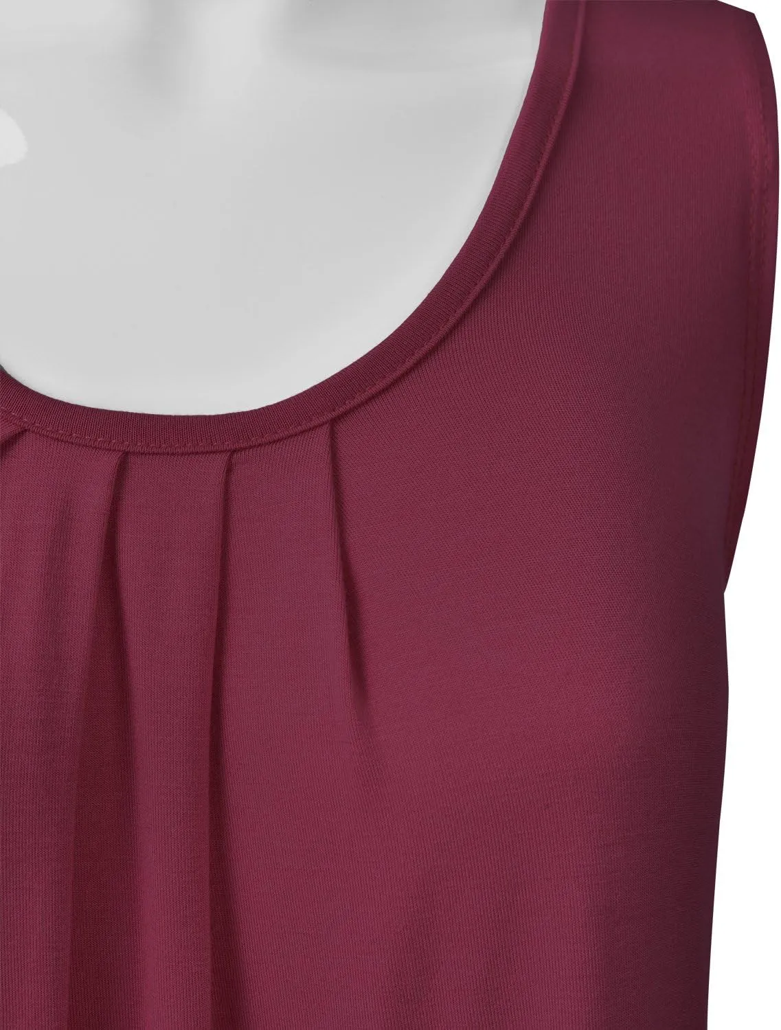 EIMIN Women's Pleated Scoop Neck Sleeveless Stretch Basic Soft Tank Top (S-3X)