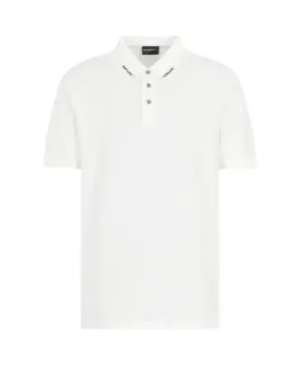 Emporio Armani Collar Logo Polo Shirt: WHITE