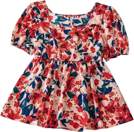 Floerns Women's Plus Size Summer Blouse Tops Bishop Sleeve Flared Peplum Casual Outfit