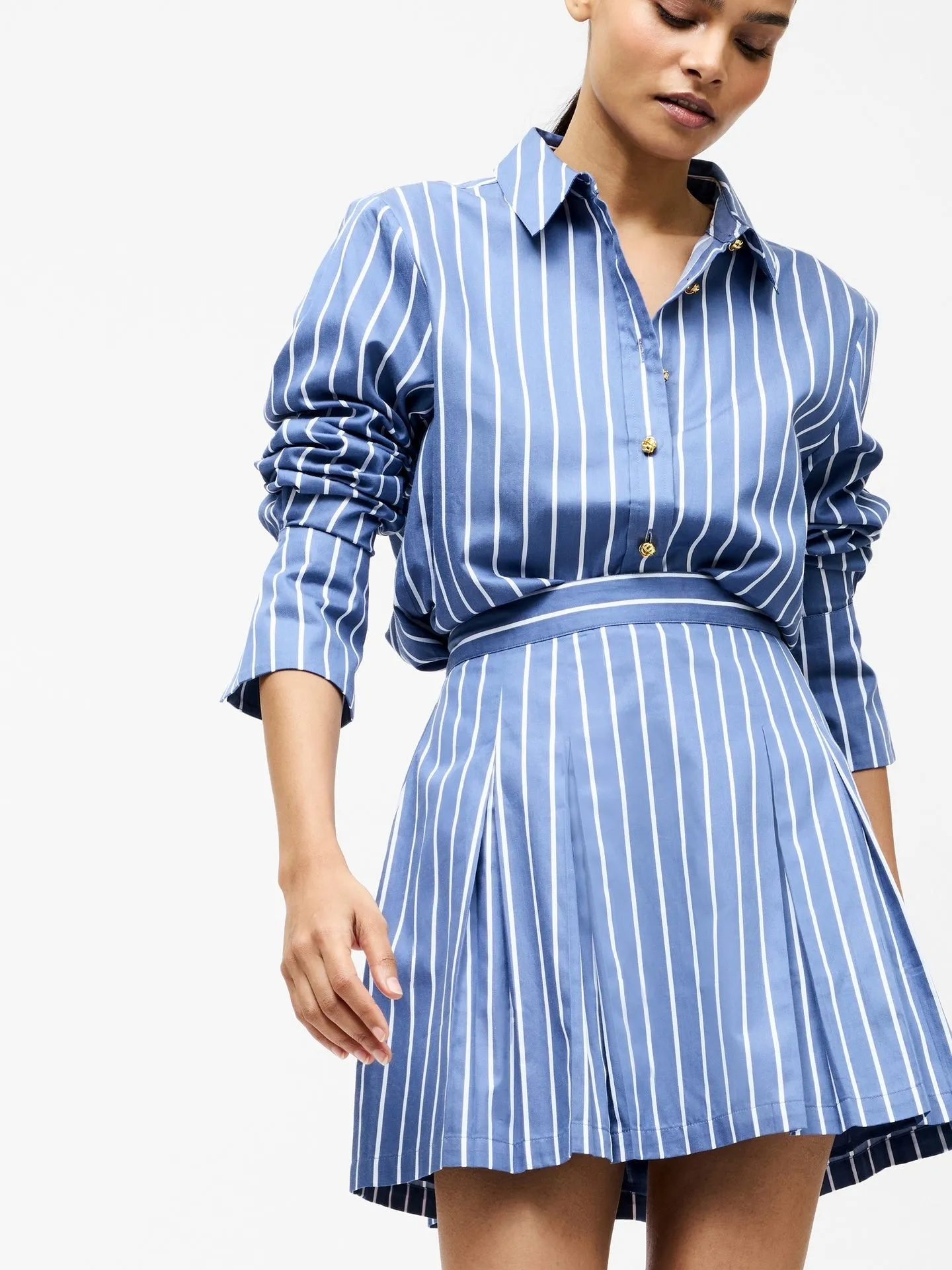 French Connection Alexis Cotton Stripe Pleated Mini Skirt