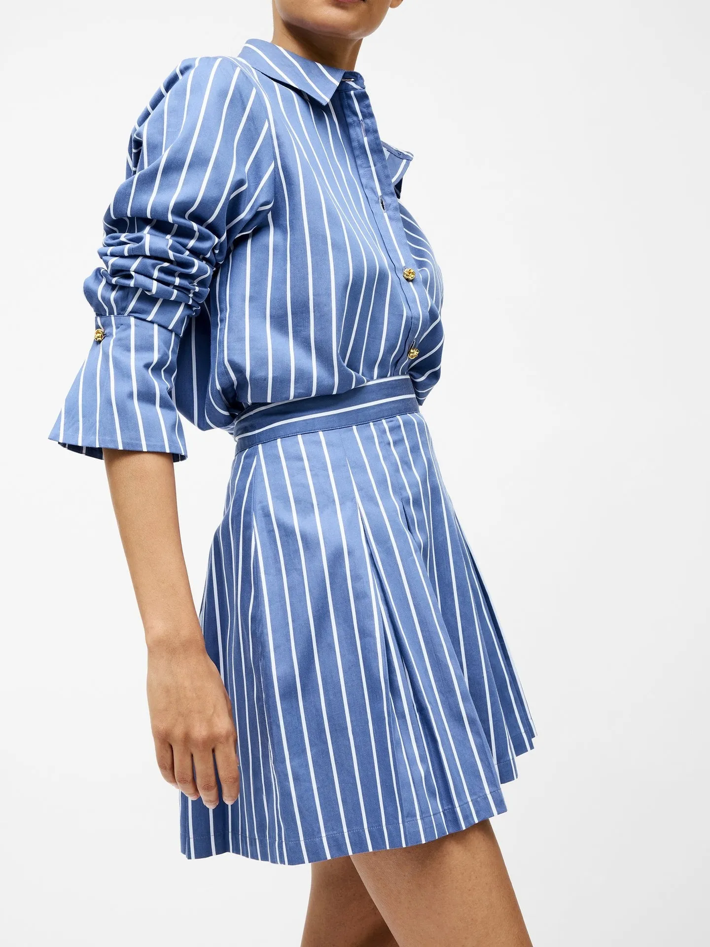French Connection Alexis Cotton Stripe Pleated Mini Skirt