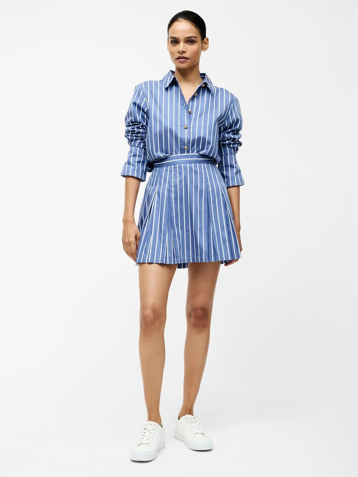 French Connection Alexis Cotton Stripe Pleated Mini Skirt