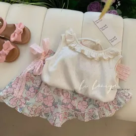 Girl's Floral Vest Two-Piece Suit