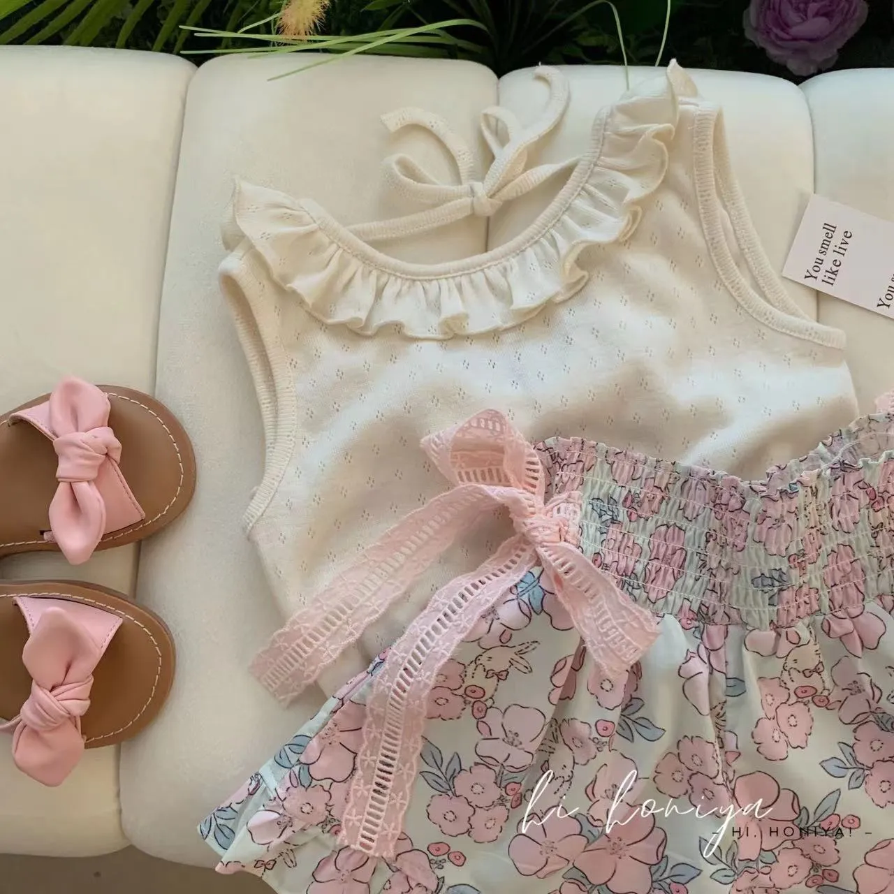 Girl's Floral Vest Two-Piece Suit