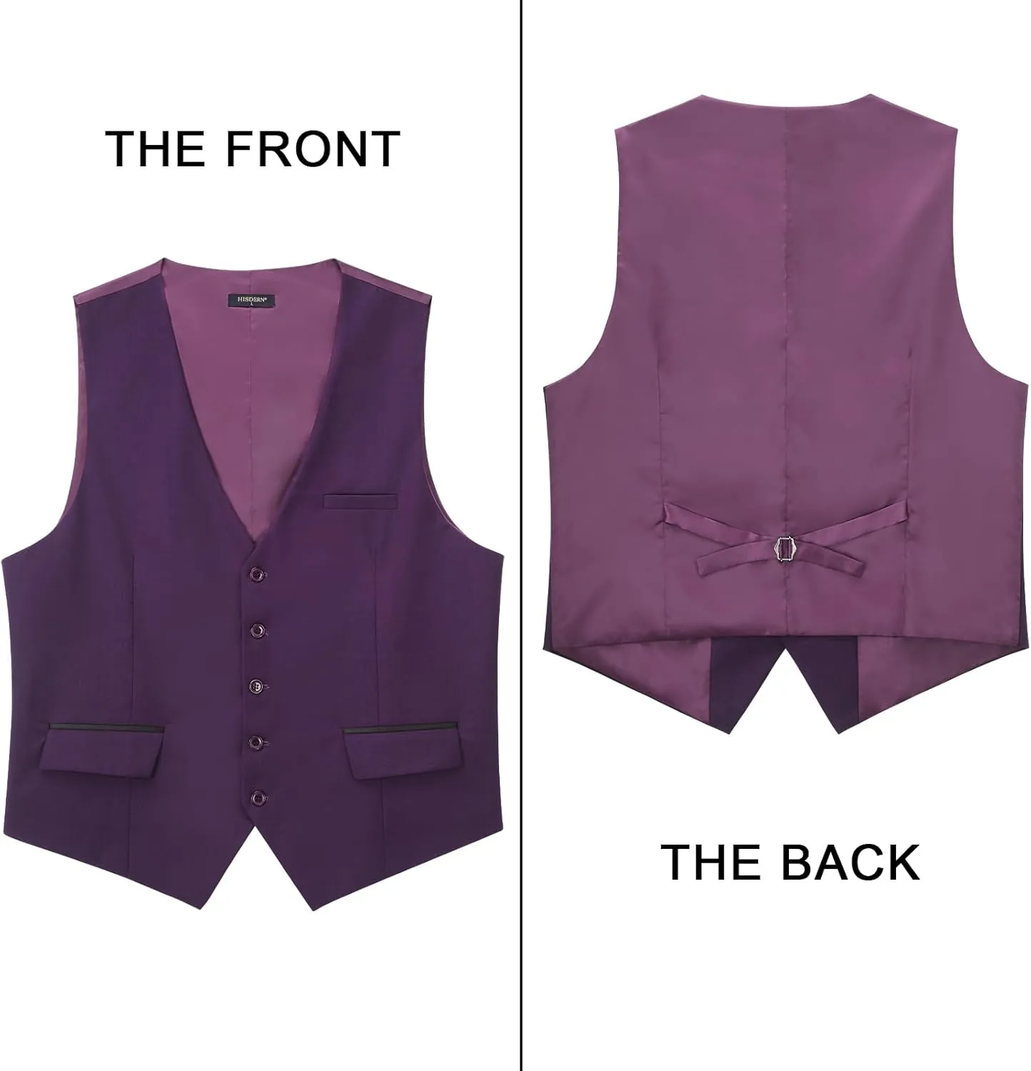 HISDERN Men's Suit Vest Business Suit Vests for Men Formal Slim Fit Solid Wedding Dress Waistcoat for V-Neck Tuxedo Vest