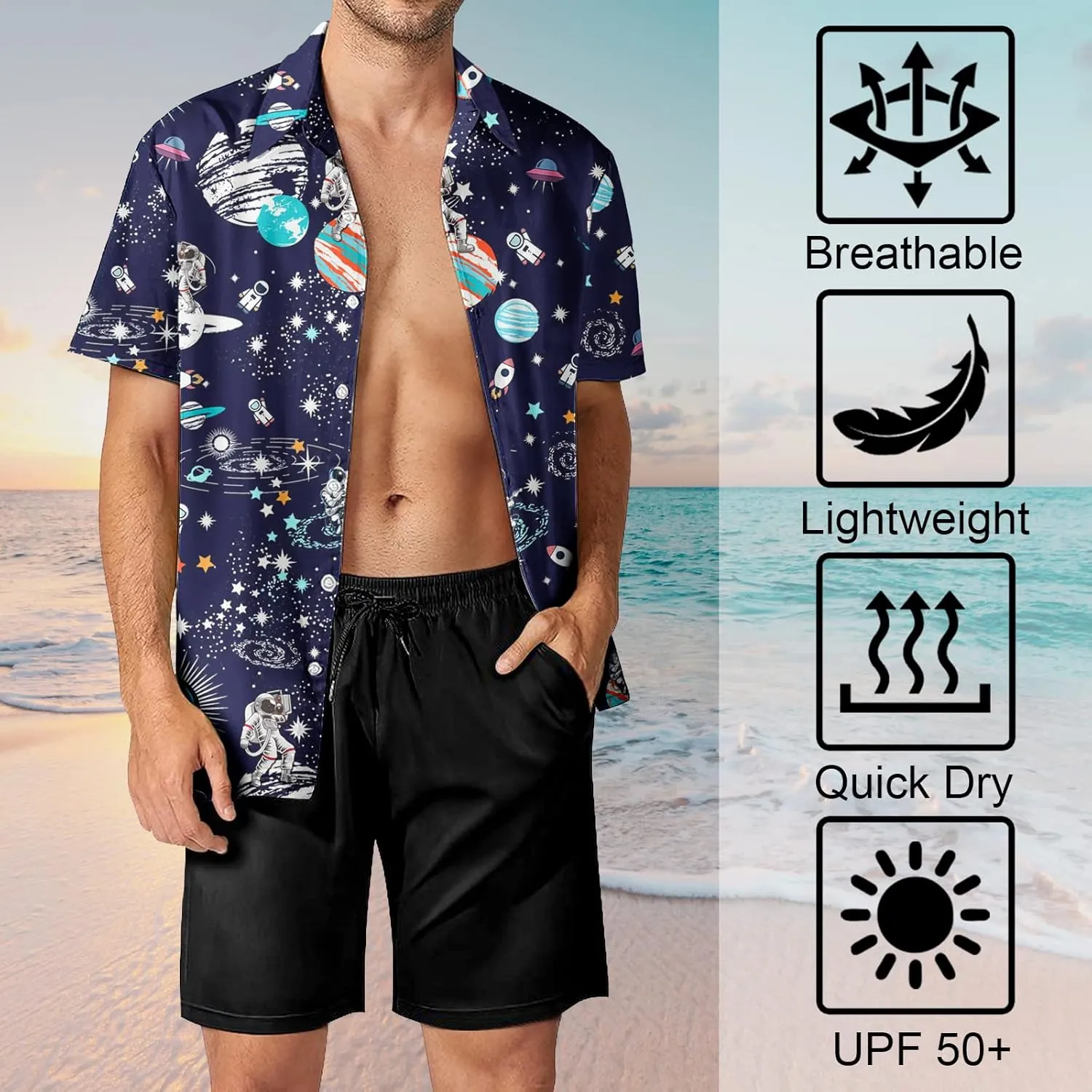 HUGLAZY 80s 90s Outfit Hawaiian Shirt for Men Big and Tall Short Sleeve Button Down Shirts Funny Party Outfit