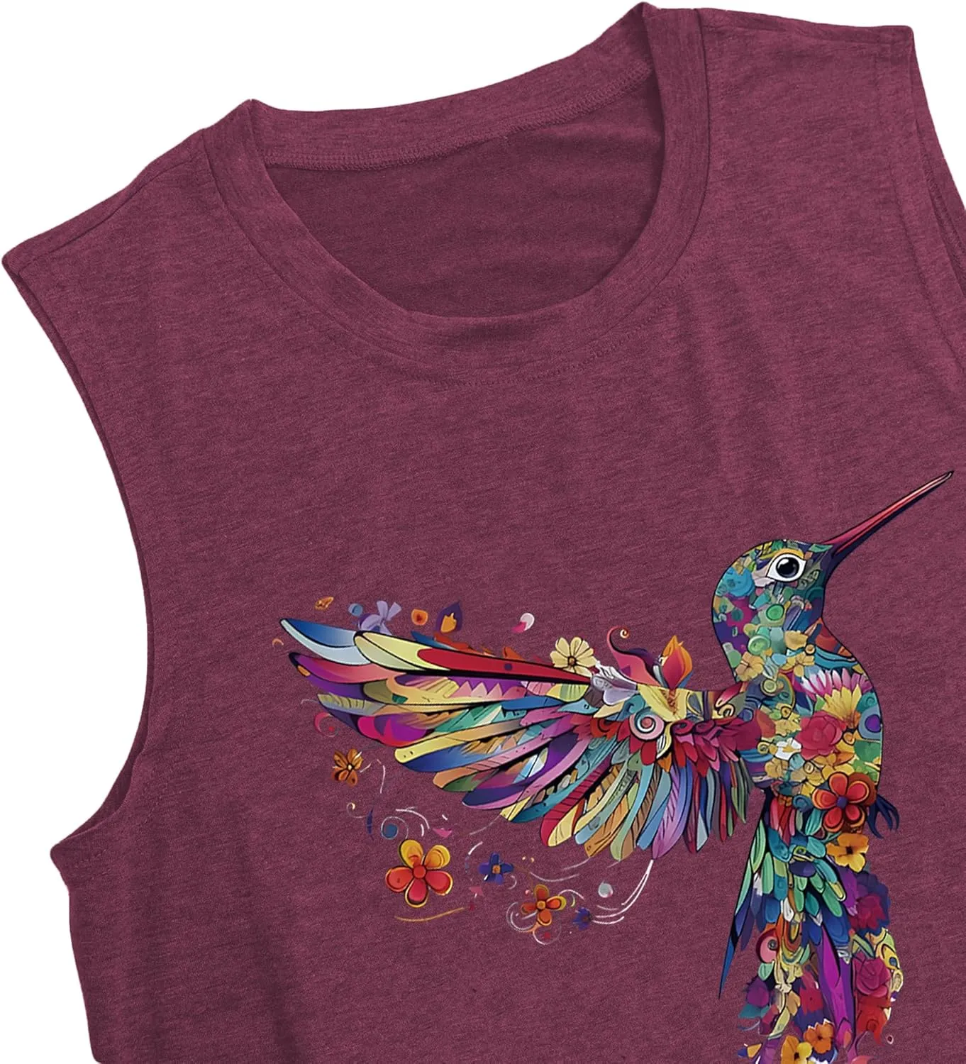 Hummingbird Tank Top for Women Bird Flower Graphic Tee Bird Lover Sleeveless Shirts