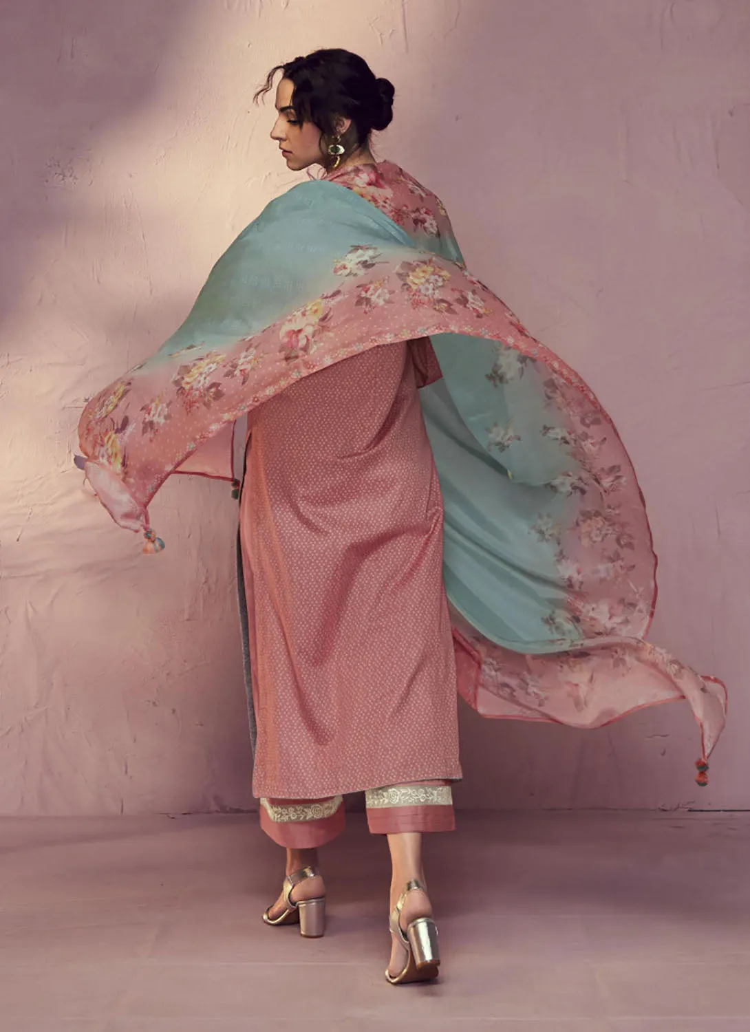 Kimora Party Wear Cotton Satin Unstitched Suit Dress Material for Ladies