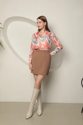 KKT Knitwear Women's Pleated Skirt-Light Brown - Sartrouville