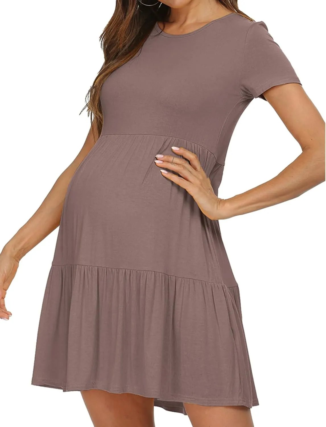 levaca Womens Summer Casual Dresses Beach Coverup Loose Short Sleeve T Shirt Dress 2025 Midi Outfit Sundress