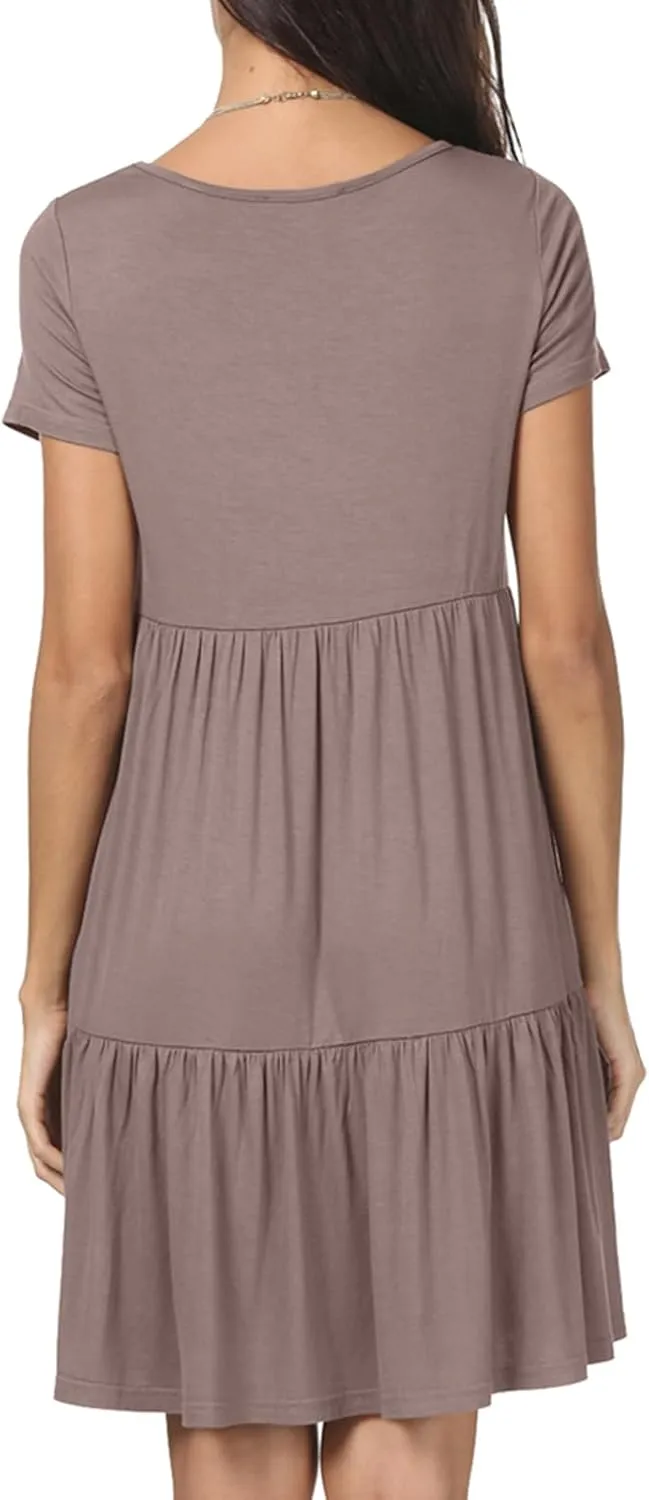 levaca Womens Summer Casual Dresses Beach Coverup Loose Short Sleeve T Shirt Dress 2025 Midi Outfit Sundress