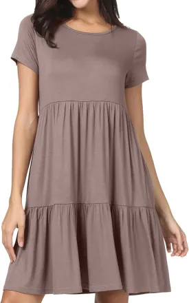 levaca Womens Summer Casual Dresses Beach Coverup Loose Short Sleeve T Shirt Dress 2025 Midi Outfit Sundress