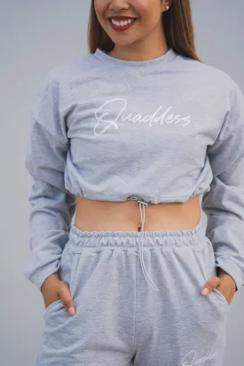 Loungewear Drawstring Cropped Jumper - Grey