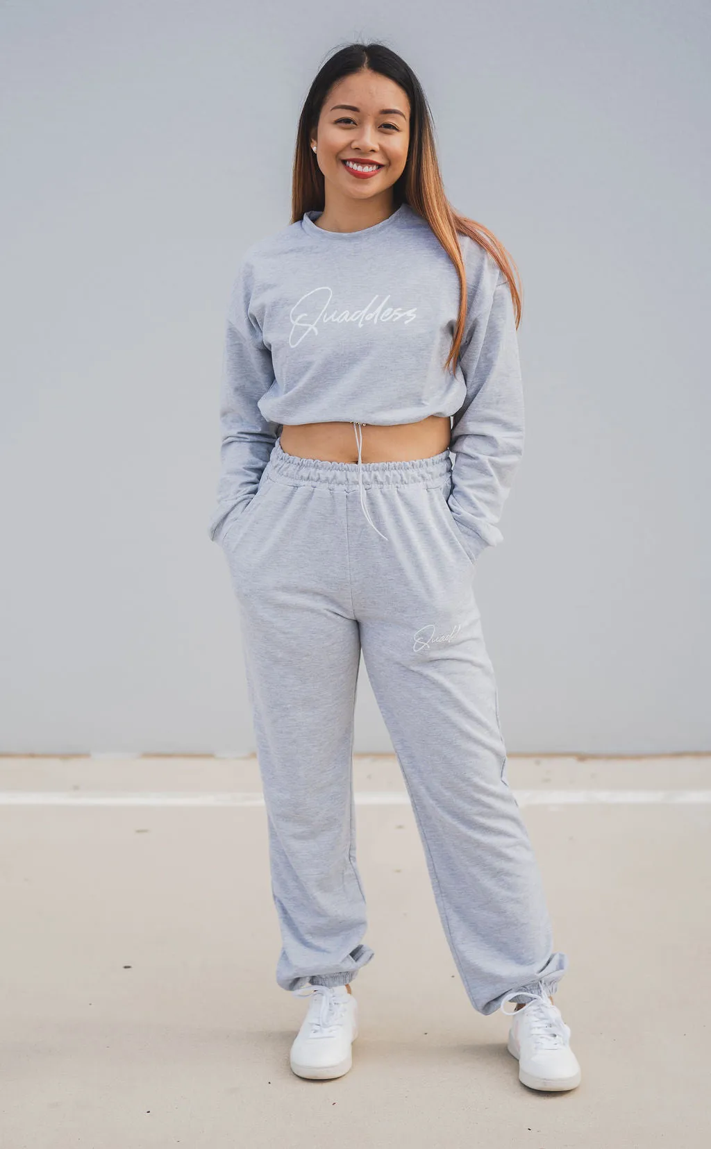 Loungewear Drawstring Cropped Jumper - Grey