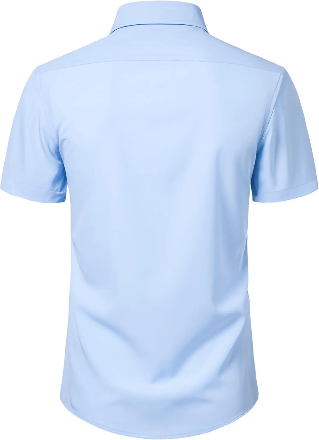 Manwan walk Men's Short Sleeve Casual Button-Down Solid Slim Fit Business Formal Shirts