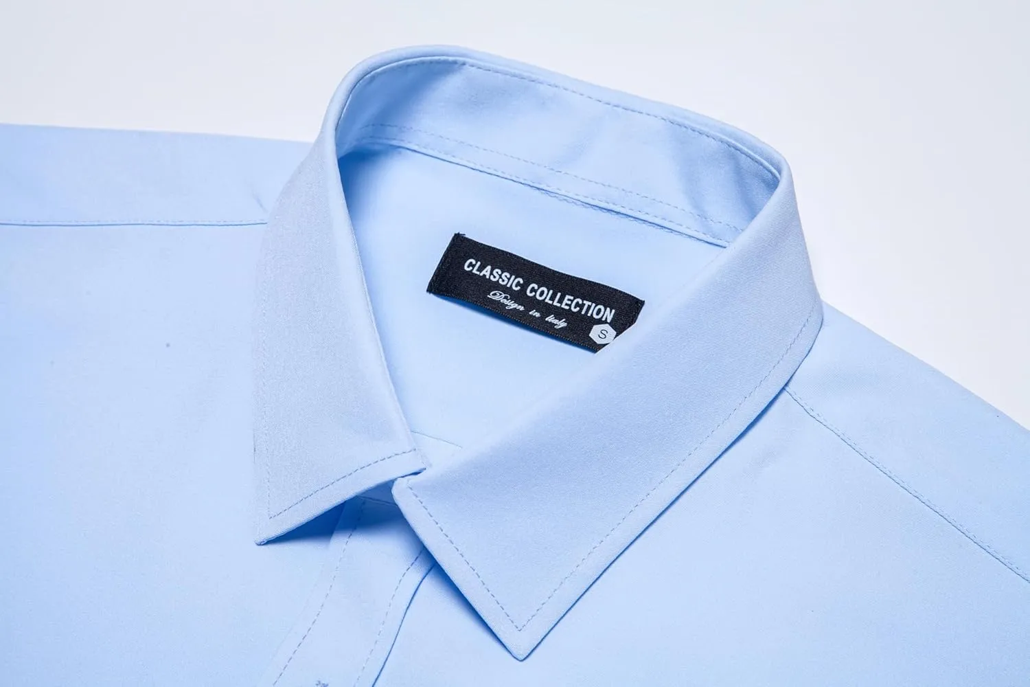 Manwan walk Men's Short Sleeve Casual Button-Down Solid Slim Fit Business Formal Shirts