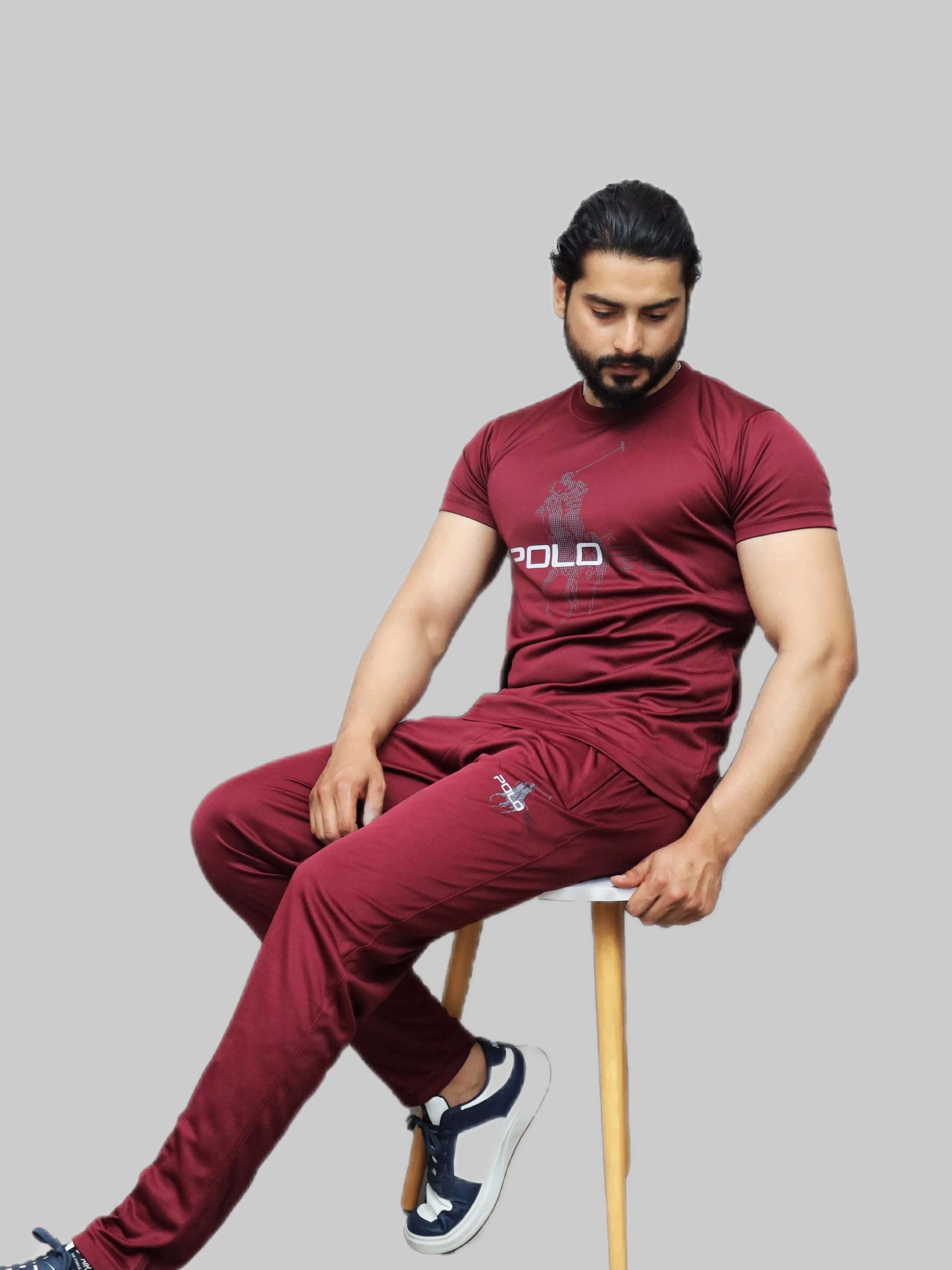 Maroon Unique Polo Print Tracksuit