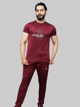 Maroon Unique Polo Print Tracksuit