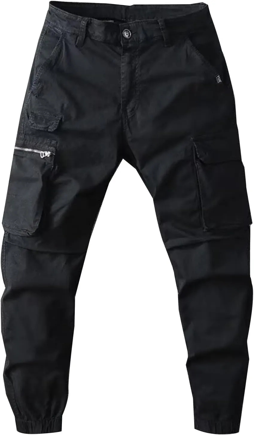 Men's Casual Cargo Pants Slim Fit Stretch Tactical Outdoor Joggers Lightweight Work Hiking Military Sweatpants with Pocket