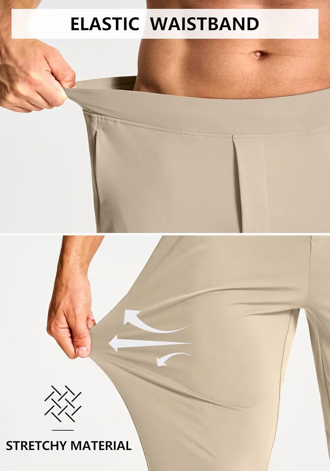 Men's Joggers Pants with Zipper Pockets Stretch Sweatpants Running Golf Workout Gym Pants for Men