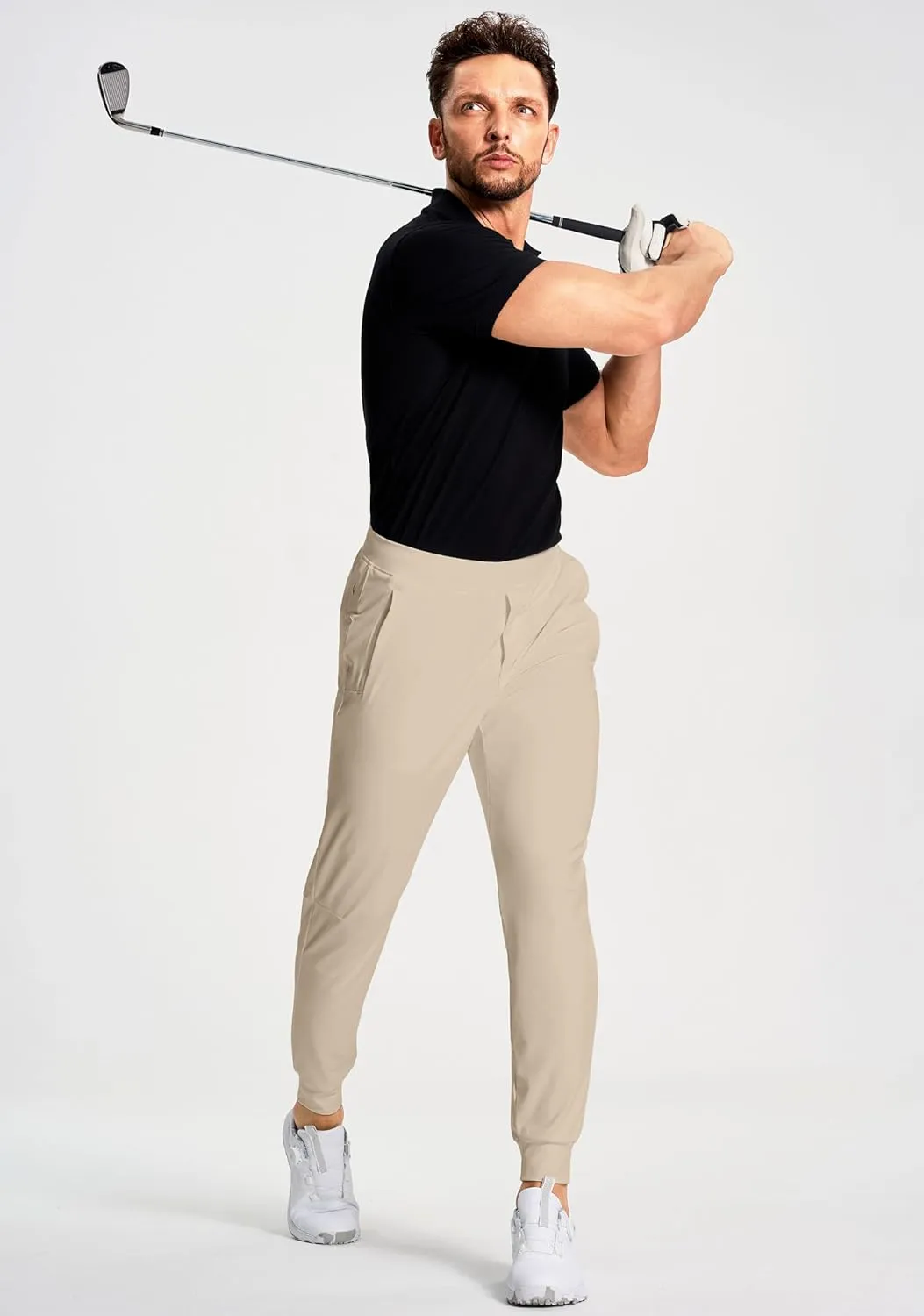 Men's Joggers Pants with Zipper Pockets Stretch Sweatpants Running Golf Workout Gym Pants for Men