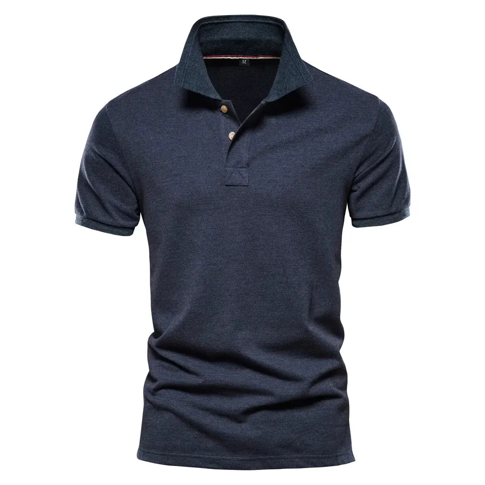 Men's Short Sleeve Solid Color Cotton Polo Shirt