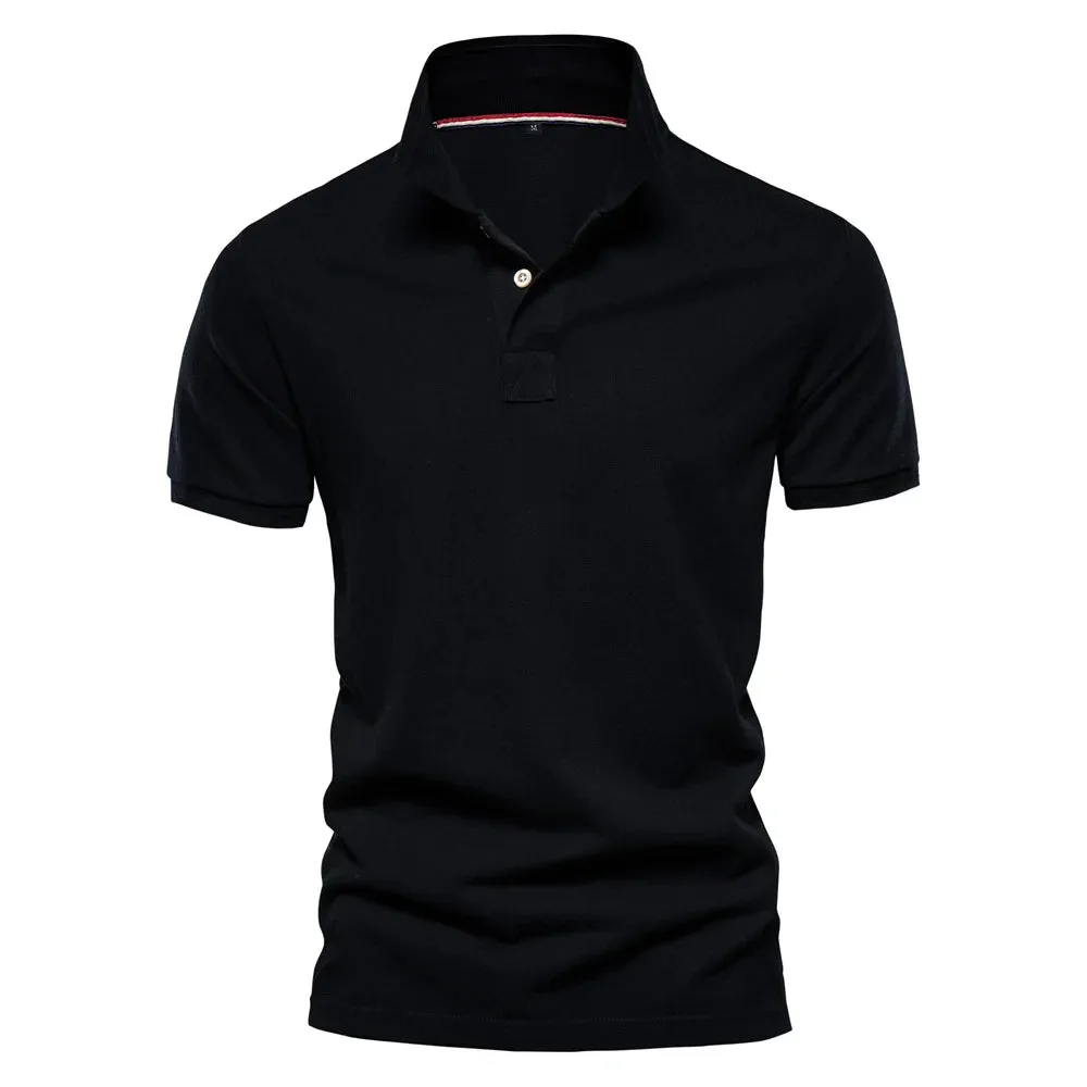 Men's Short Sleeve Solid Color Cotton Polo Shirt