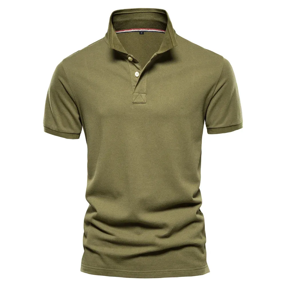 Men's Short Sleeve Solid Color Cotton Polo Shirt
