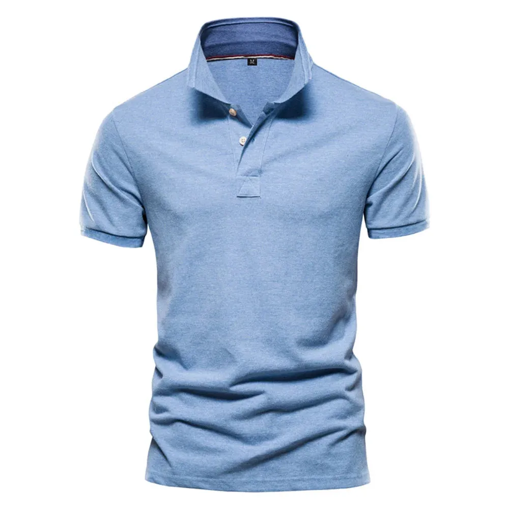 Men's Short Sleeve Solid Color Cotton Polo Shirt